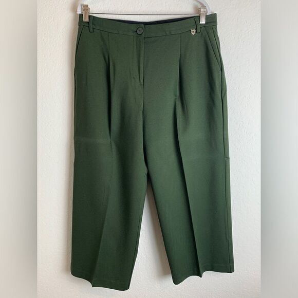 Twin-Set Pants - Twin set: Olive green wide legged pants